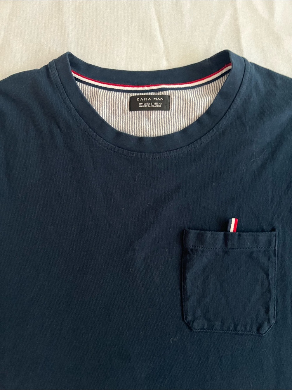 Zara Navy Short-Sleeve shirt with Red-White Trim